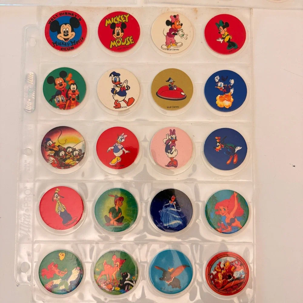 Vintage Disney Pogs Milk Caps Lot 60pc Lion King Mickey Mouse Snow White 90s Toy